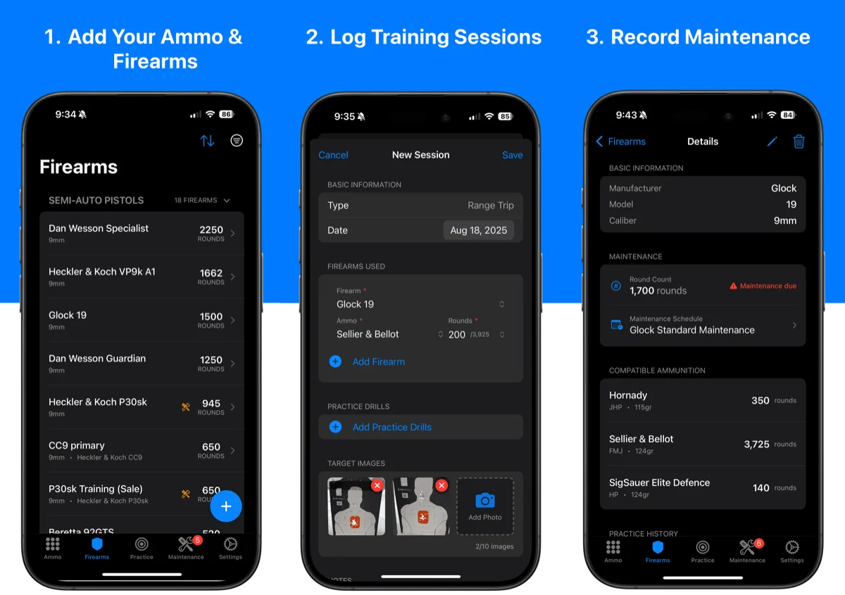 RangeReady app screens